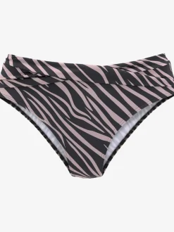 Bas de maillot de bain à imprimé zébré avec ceinture à revers
