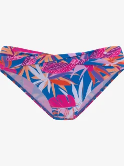 Bas de maillot de bain à motif floral avec bords-côtes torsadés