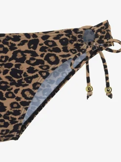 Bas de maillot de bain à motif léopard avec nouage sur le côté