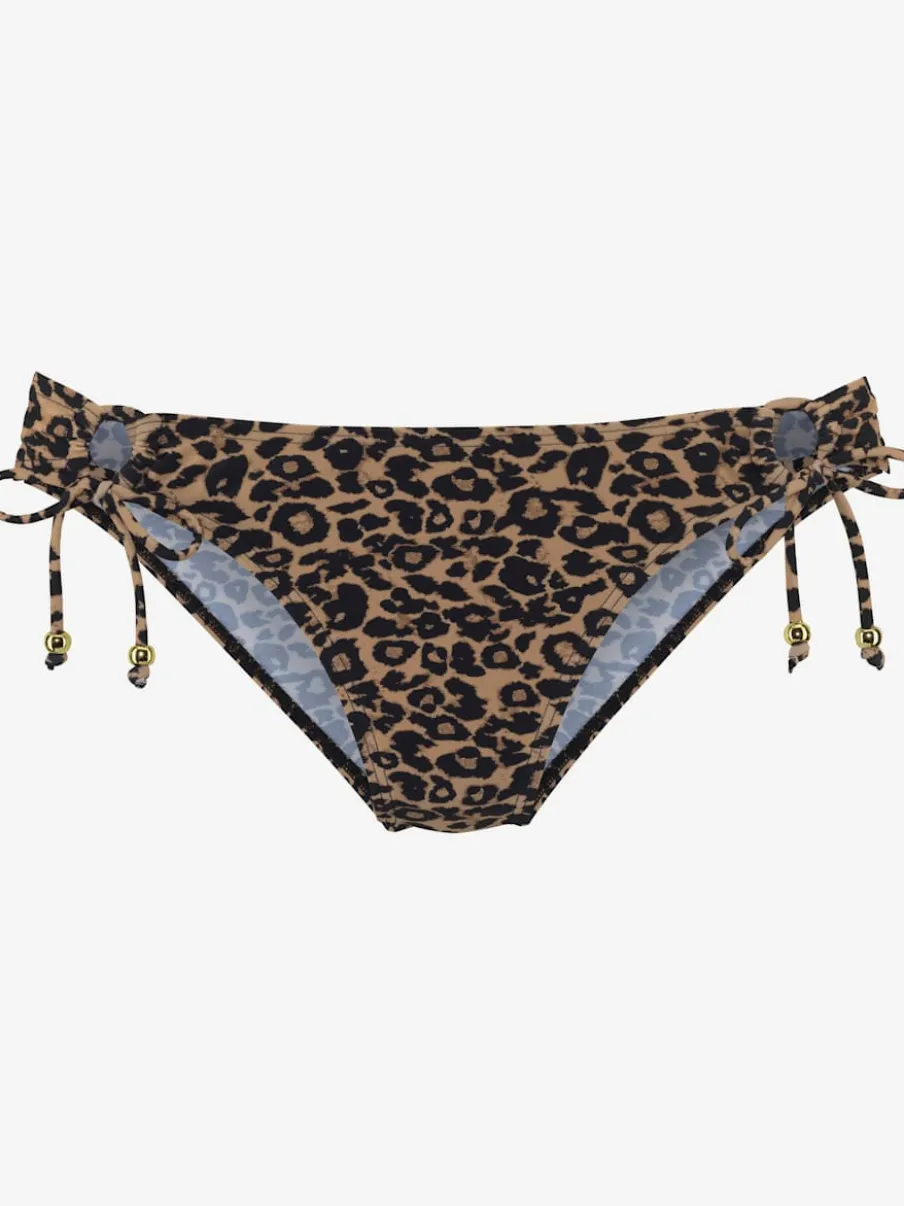 Bas de maillot de bain à motif léopard avec nouage sur le côté