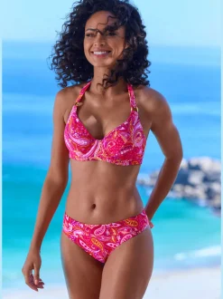 Bas de maillot de bain à motif paisley avec ceinture à revers