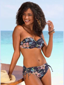 Bas de maillot de bain à motifs floraux avec liens à nouer