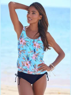 Bas de maillot de bain à motifs floraux avec liens à nouer