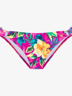 Bas de maillot de bain à motifs floraux avec anneaux dorés