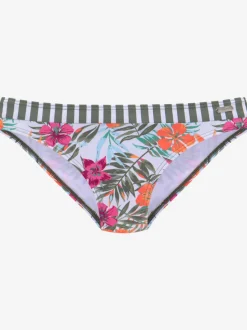 Bas de maillot de bain à motifs floraux et rayés avec taille classique