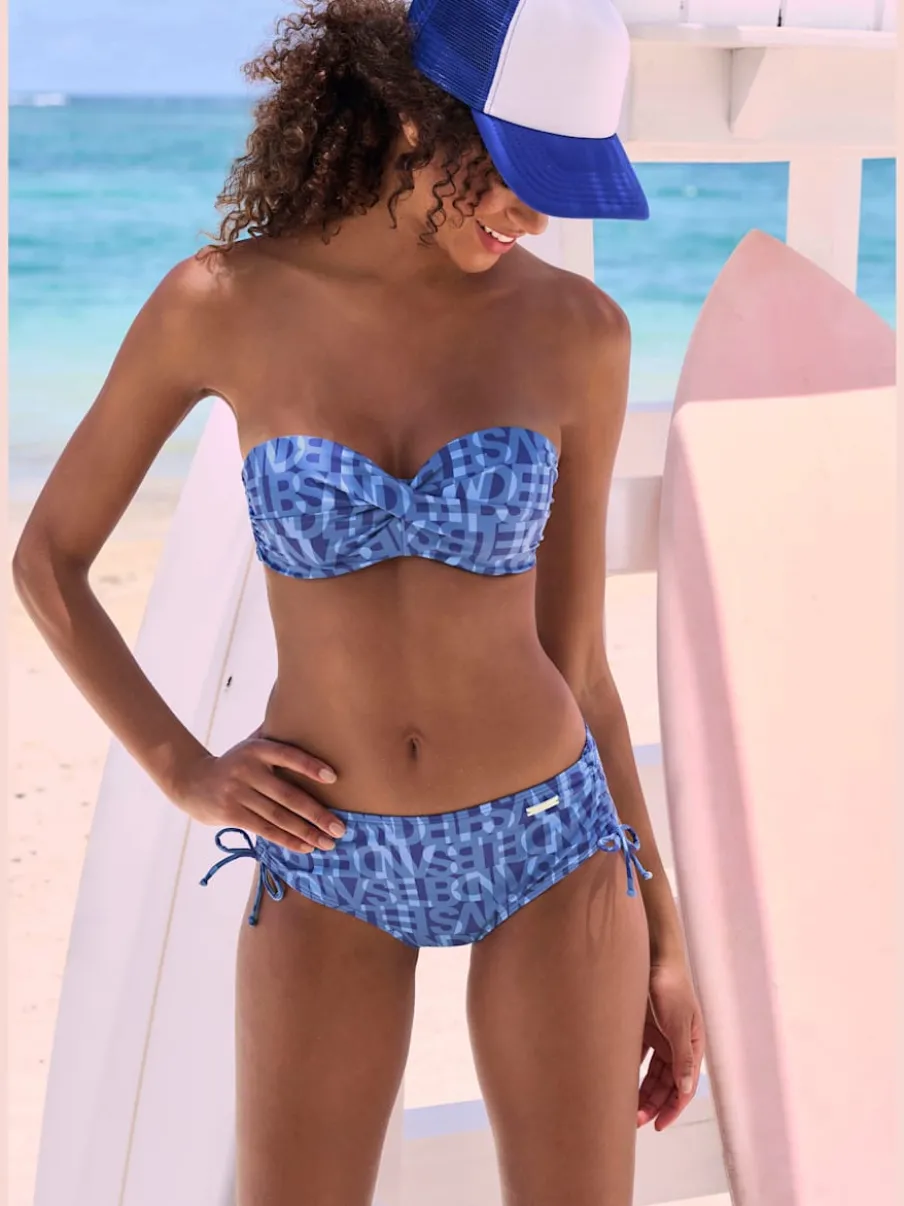 Bas de maillot de bain à motifs réglable et taille haute