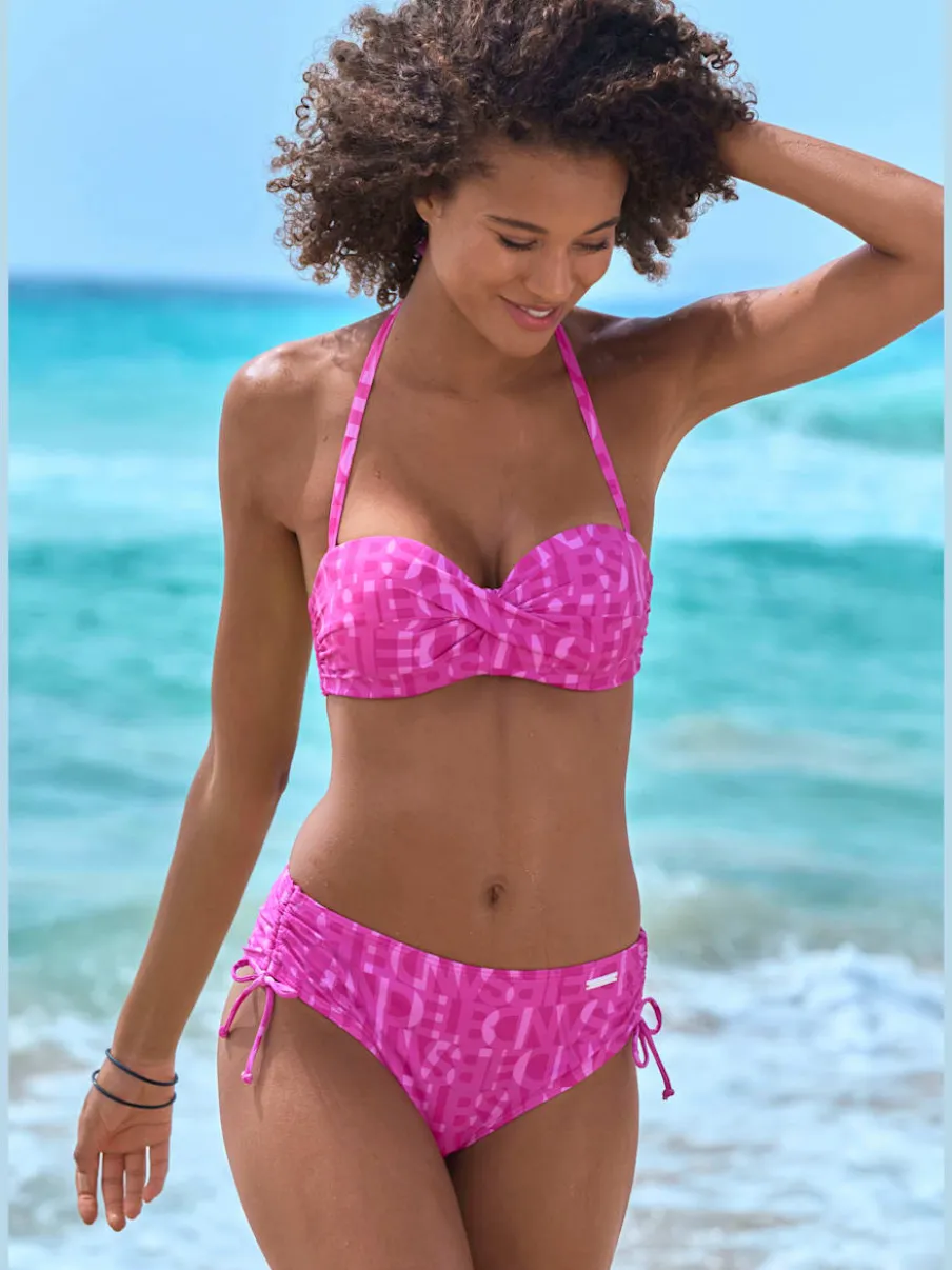 Bas de maillot de bain à motifs réglable et taille haute