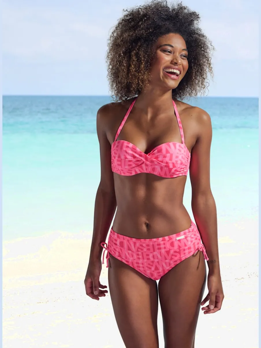 Bas de maillot de bain à motifs réglable et taille haute