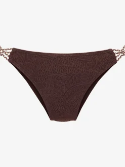 Bas de maillot de bain à motif structuré et détails tressés