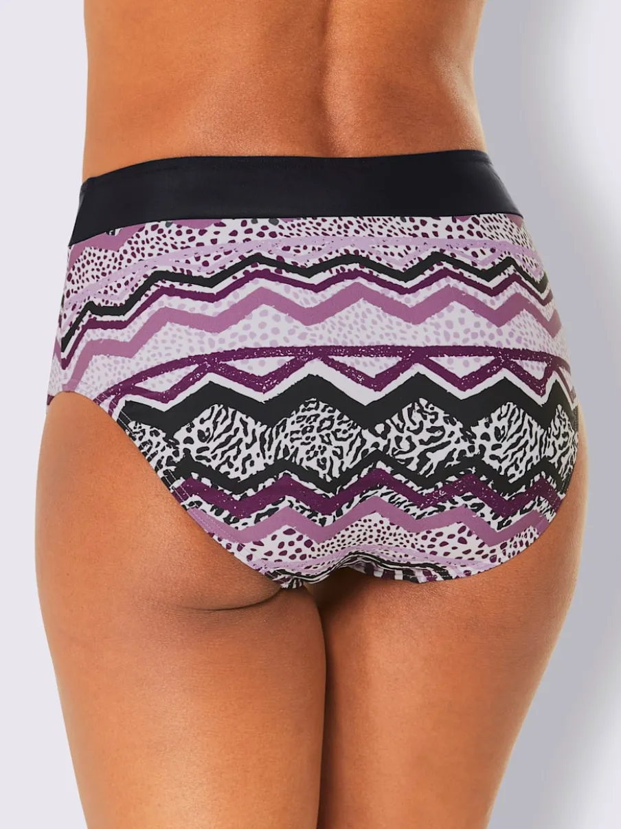 Bas de maillot de bain à motif zigzag et large bordure