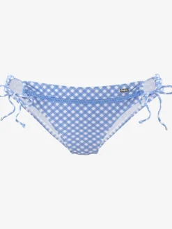 Bas de maillot de bain à nouer avec motifs vichy et bordures décoratives