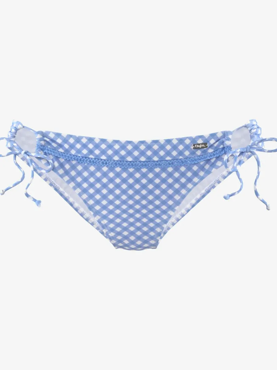 Bas de maillot de bain à nouer avec motifs vichy et bordures décoratives