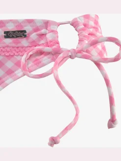 Bas de maillot de bain à nouer avec motifs vichy et bordures décoratives