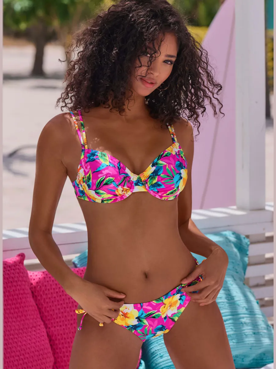 Bas de maillot de bain à nouer sur le côté avec motifs floraux