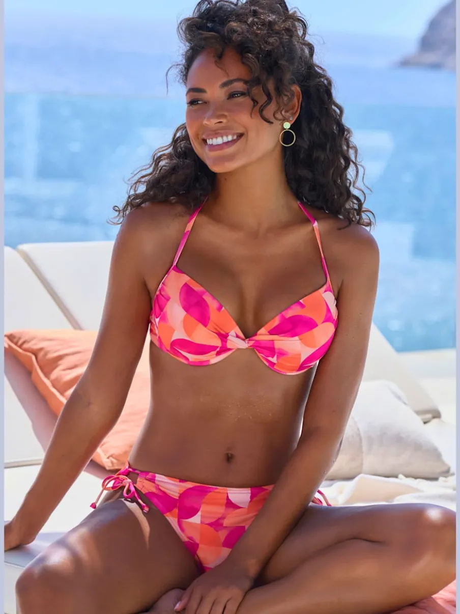 Bas de maillot de bain à nouer sur le côté avec imprimé moderne