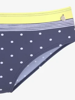 Bas de maillot de bain à pois avec coupe haute et petit emblème