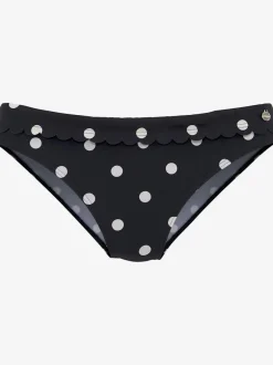 Bas de maillot de bain à pois avec ceinture à revers et bordure cocotte