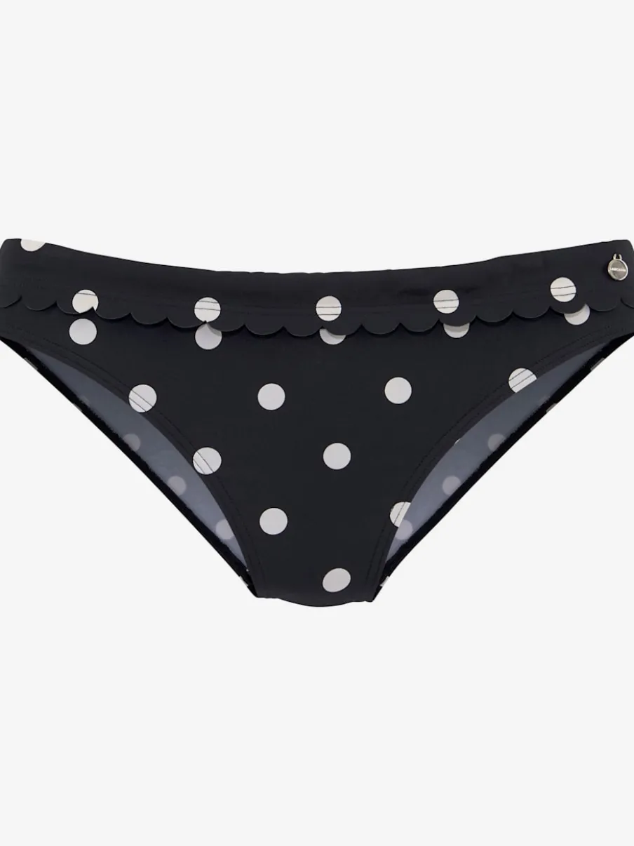 Bas de maillot de bain à pois avec ceinture à revers et bordure cocotte