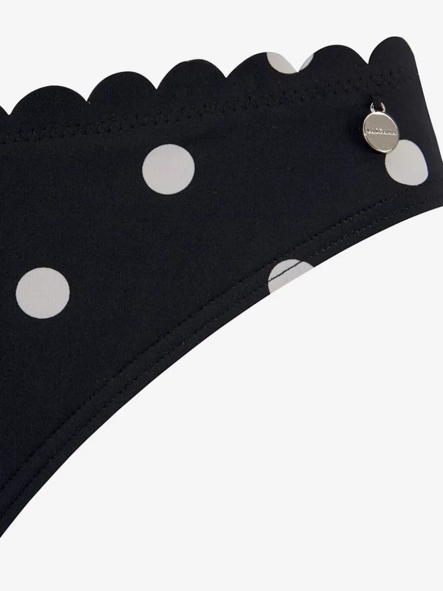Bas de maillot de bain à pois avec bordure cocotte et coupe étroite