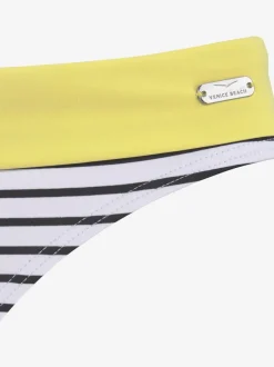 Bas de maillot de bain rayé avec ceinture contrastée en microfibre recyclée