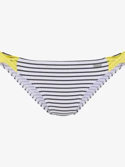 Bas de maillot de bain rayé avec détails contrastés et rubans tressés