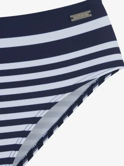 Bas de maillot de bain style marin à rayures horizontales et coupe haute