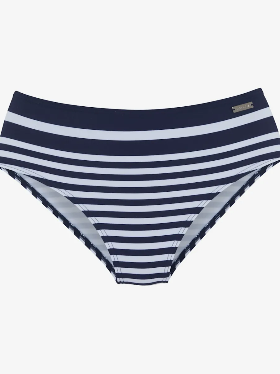Bas de maillot de bain style marin à rayures horizontales et coupe haute