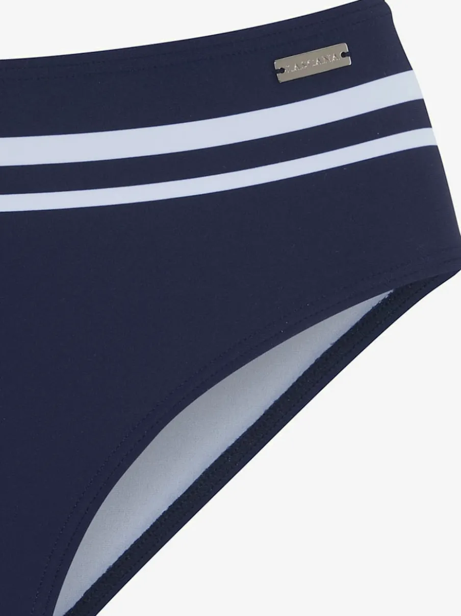 Bas de maillot de bain style marin à rayures horizontales et coupe haute