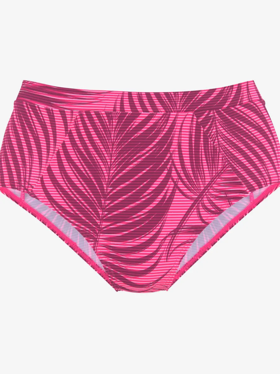 Bas de maillot de bain taille haute avec imprimé palmiers et bretelles larges