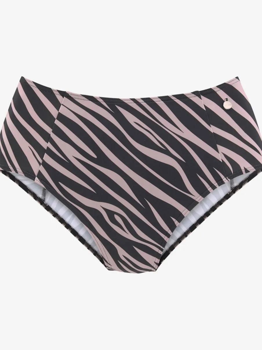 Bas de maillot de bain taille haute avec imprimé zébré en microfibre douce