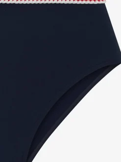 Bas de maillot de bain à taille haute avec cordons et empiècements recyclés