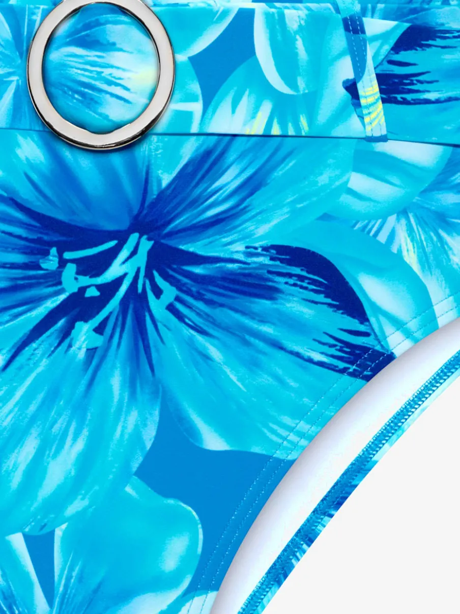 Bas de maillot de bain taille haute à imprimé floral et ceinture amovible