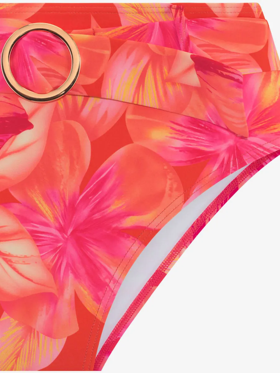 Bas de maillot de bain taille haute à imprimé floral et ceinture amovible