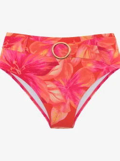 Bas de maillot de bain taille haute à imprimé floral et ceinture amovible