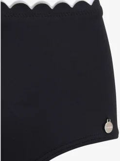 Bas de maillot de bain taille haute avec bordure cocotte et barrettes latérales