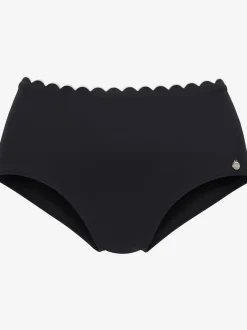 Bas de maillot de bain taille haute avec bordure cocotte et barrettes latérales