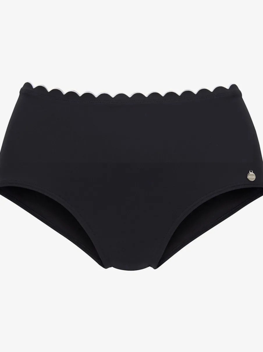 Bas de maillot de bain taille haute avec bordure cocotte et barrettes latérales
