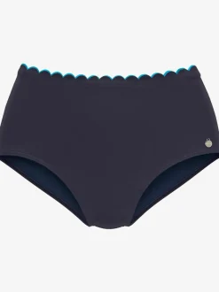 Bas de maillot de bain taille haute avec bordure cocotte et barrettes latérales