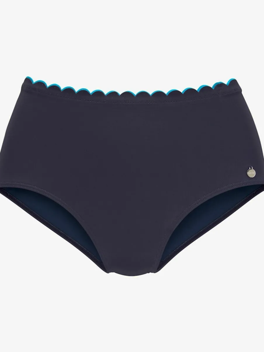 Bas de maillot de bain taille haute avec bordure cocotte et barrettes latérales