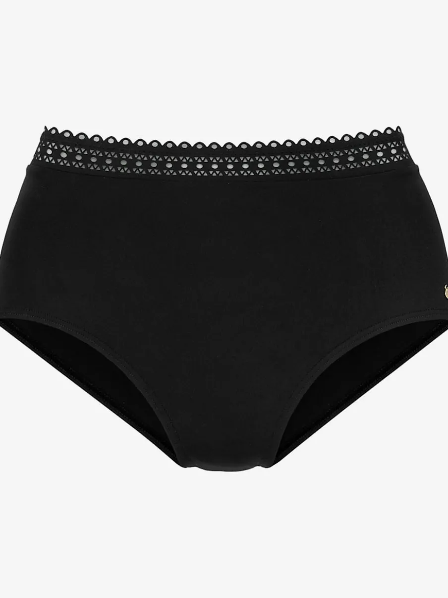 Bas de maillot de bain taille haute à bord découpé au laser en microfibre douce