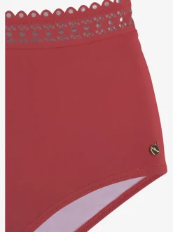 Bas de maillot de bain taille haute à bord découpé au laser en microfibre douce