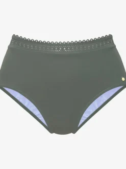 Bas de maillot de bain taille haute à bord découpé au laser en microfibre douce