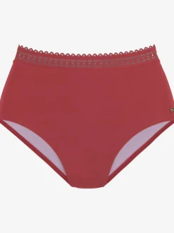 Bas de maillot de bain taille haute à bord découpé au laser en microfibre douce