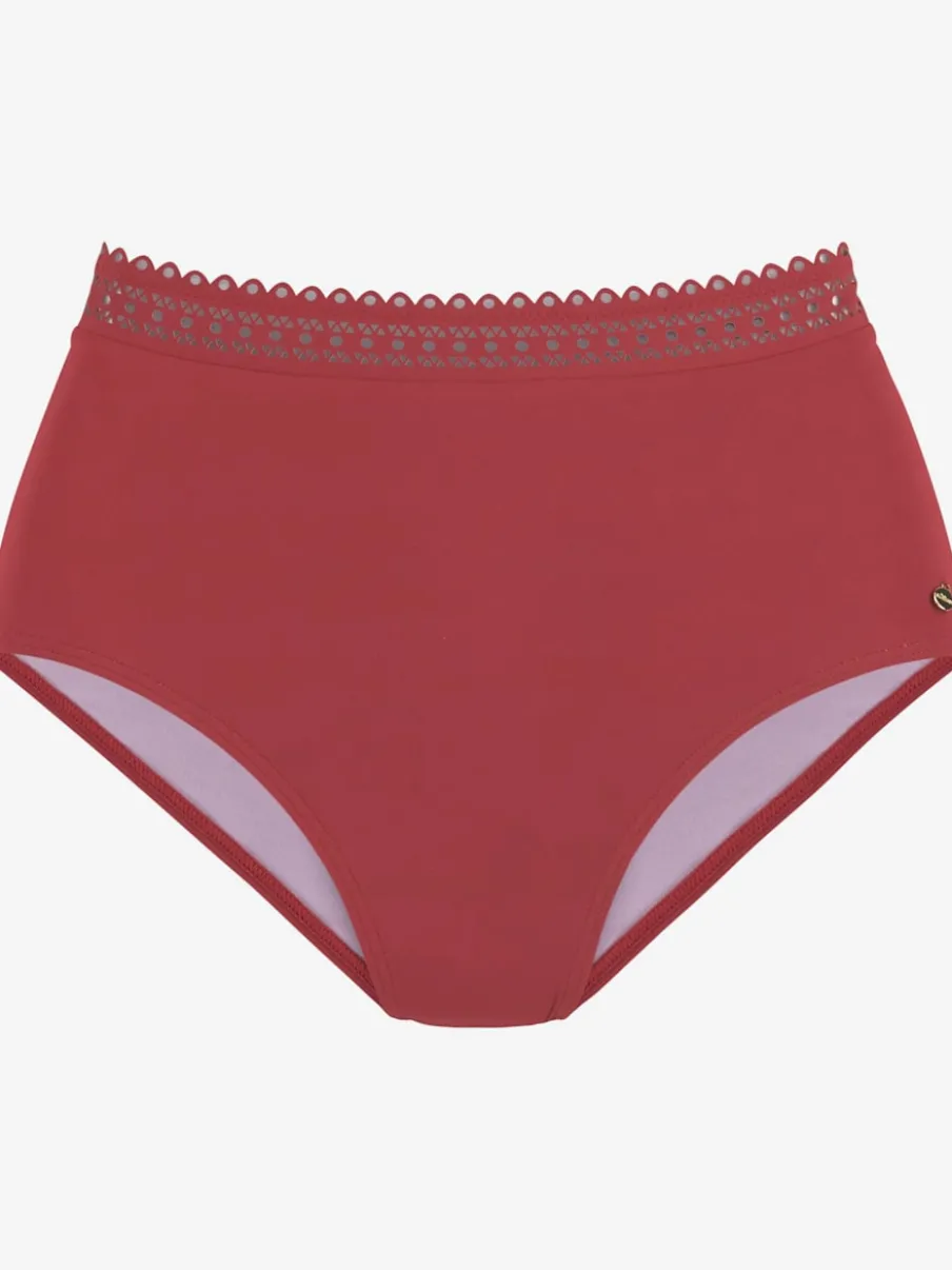 Bas de maillot de bain taille haute à bord découpé au laser en microfibre douce