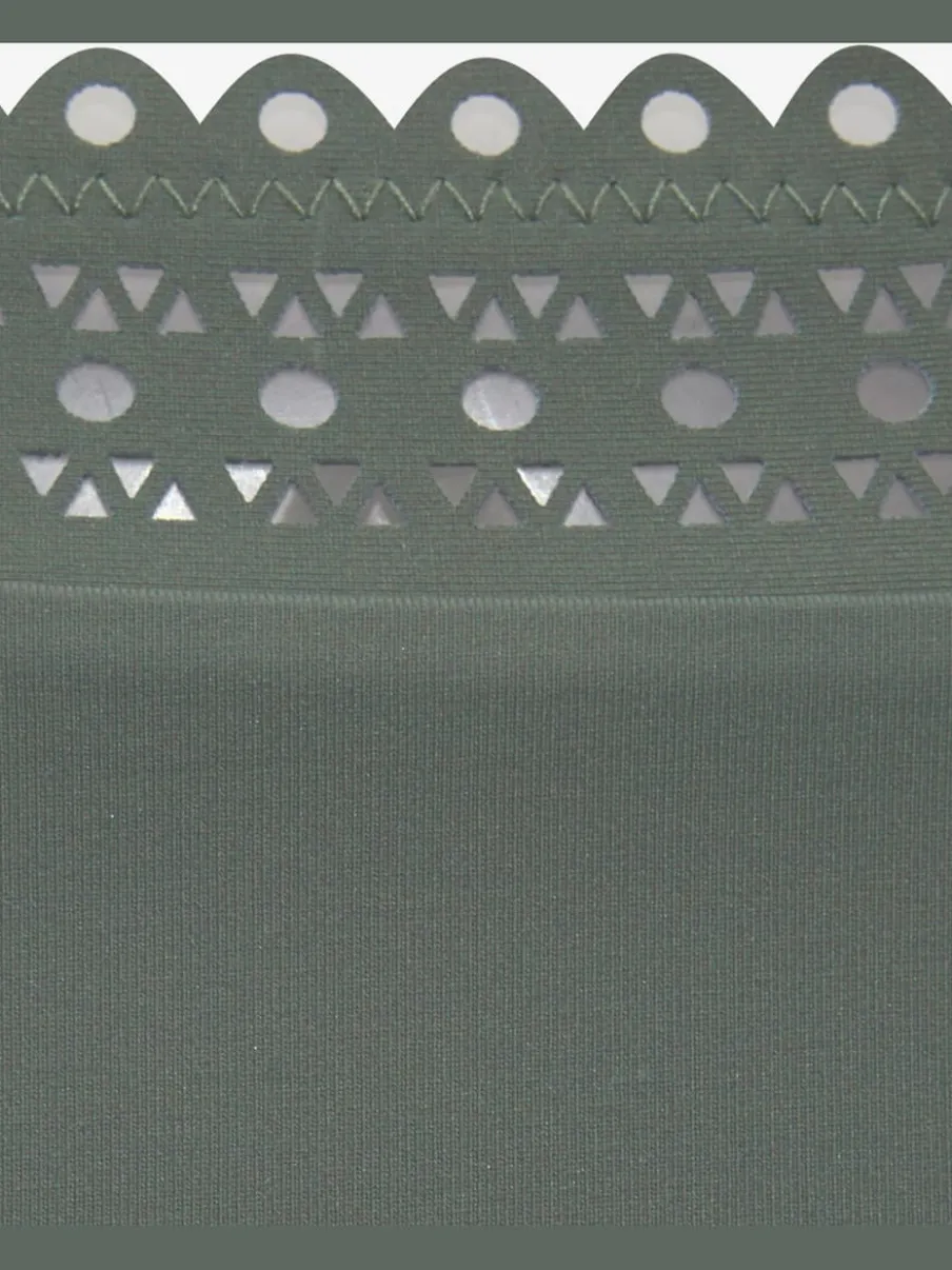 Bas de maillot de bain taille haute à bord découpé au laser en microfibre douce