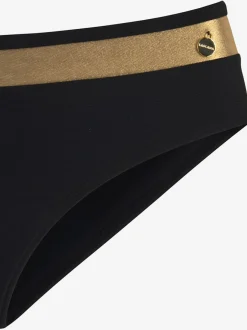 Bas de maillot de bain taille haute avec empiècements métallisés et petit emblème