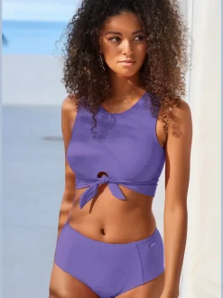 Bas de maillot de bain taille haute avec détails noués et matière recyclée