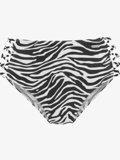 Bas de maillot de bain taille haute à imprimé animal et bandes croisées