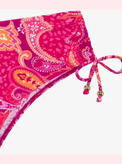 Bas de maillot de bain taille haute avec motif paisley ajustable