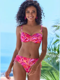 Bas de maillot de bain taille haute avec motif paisley ajustable